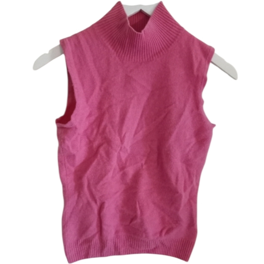 Privé Soft Pink Cashmere Sleeveless Turtleneck Sweater- Size S - New Without Tag